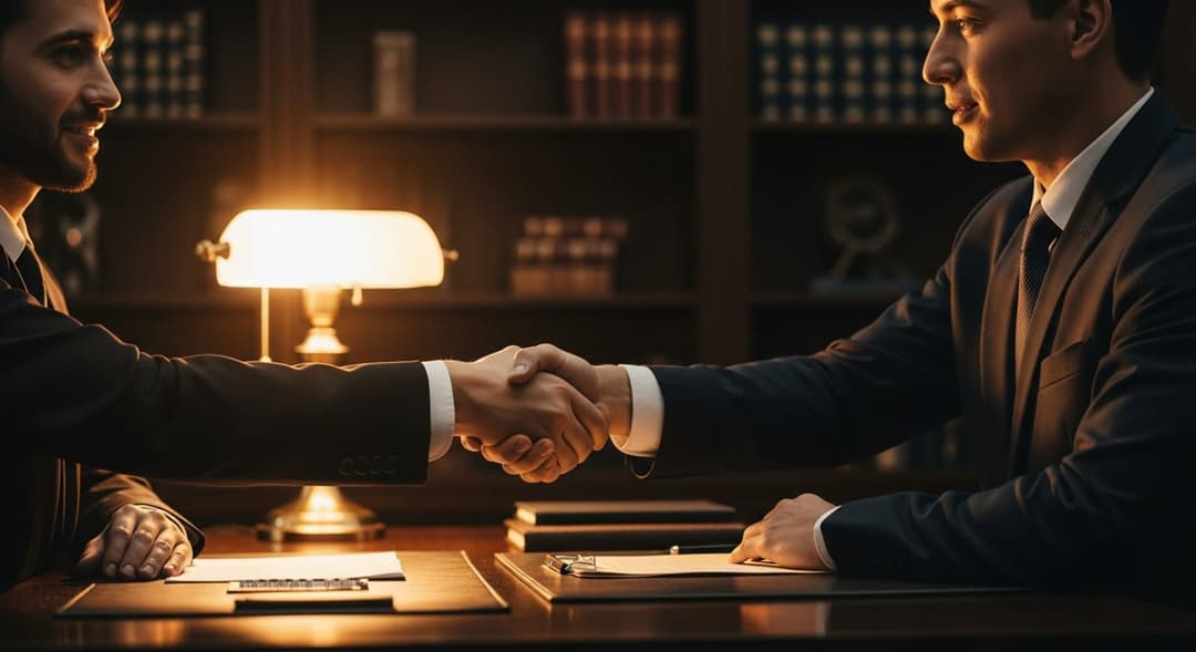 Lawyer signing a new client